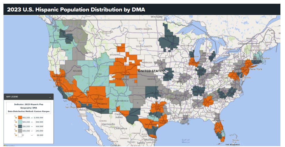 Hispanic Population Distribution by DMA in 2023