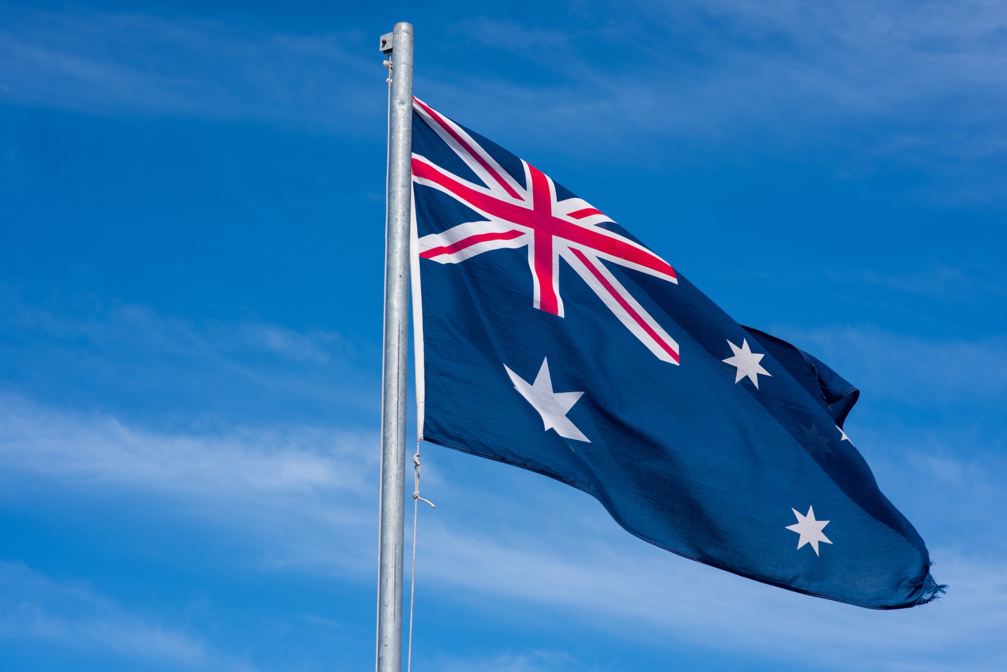 Australian flag blowing in the wind - for Australia Affiliate Campaigns