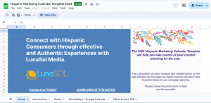 Hispanic Marketing Calendar 2024 Google Sheet Image